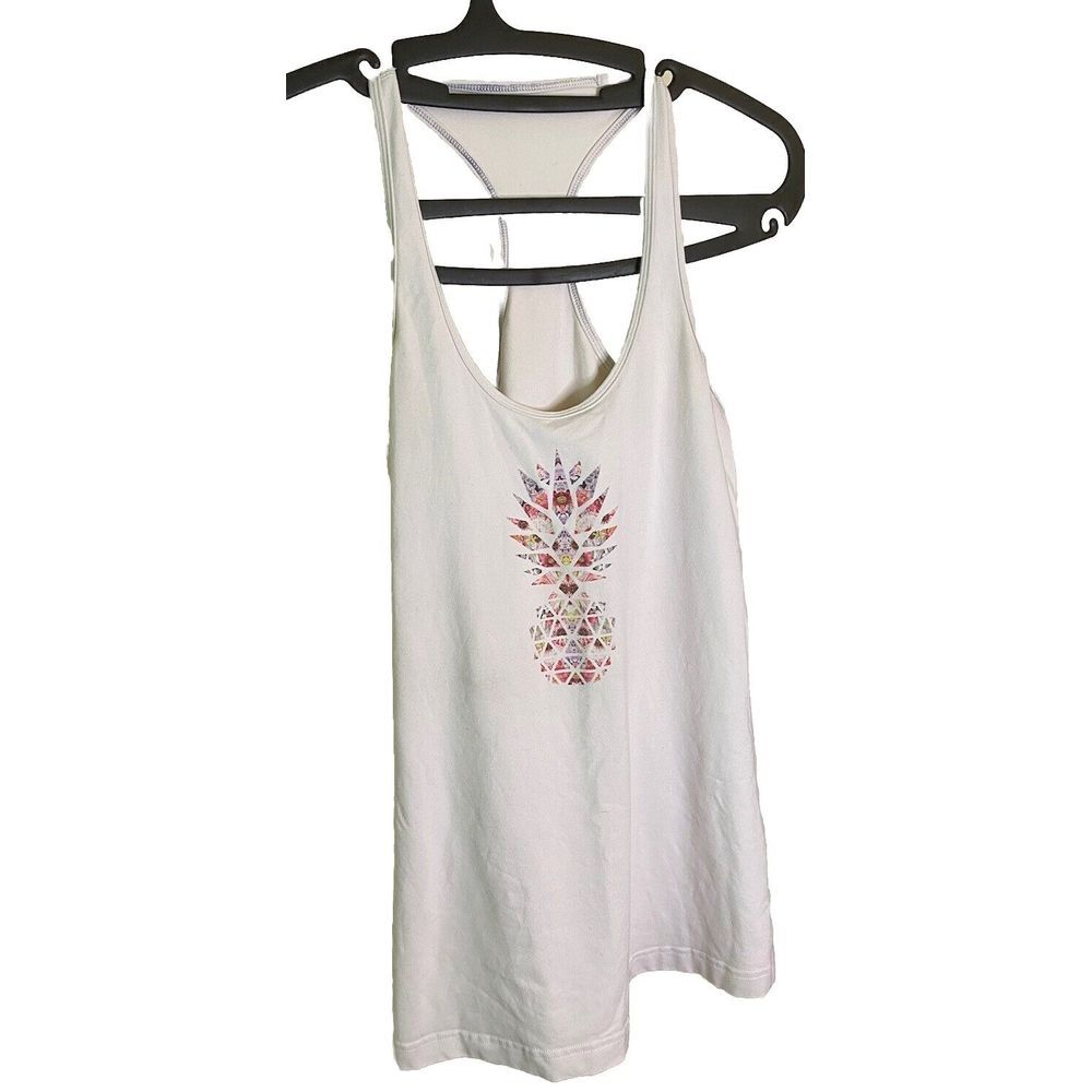 lululemon woman's‎ racerback tank top size 2,  Beige w/Abstract Pineapple Print